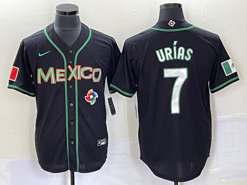 Men 2023 World Cub Mexico 7 Urias Black white Nike MLB Jersey29